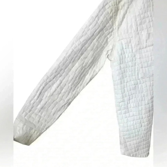 Good American Shiny Croc Print Oversized White Button Up Shacket - Picture 5 of 14